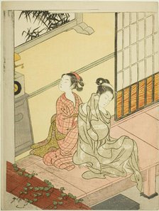 The Evening Bell of the Clock (Tokei no bansho), from the series "Eight Views of the...", c. 1766. Creator: Suzuki Harunobu.