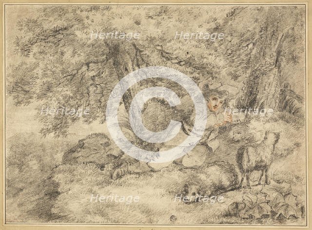 Shepherd Boy with Lambs in Woods, n.d. Creator: George Morland.