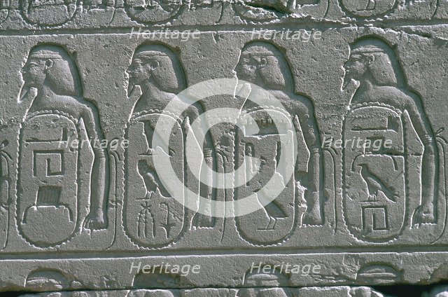 Reliefs showing cartouches of names of captive Near Eastern cities, Temple of Amun, Karnak, Egypt. Artist: Unknown