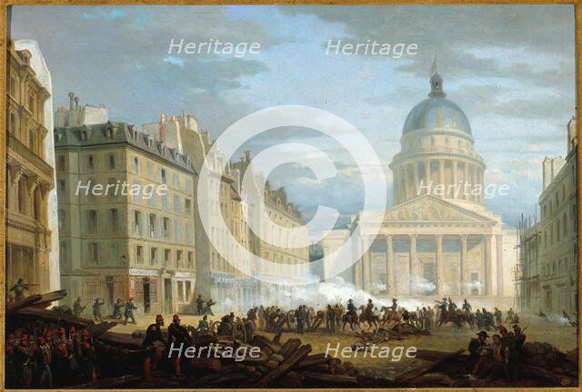 Capture of the Pantheon, seen from rue Soufflot, June 24, 1848, current 5th arrondissement, 1849. Creator: Unknown.