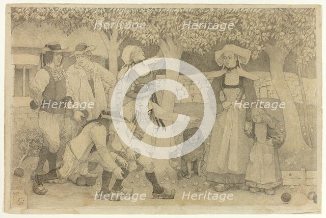 Petanque Players in Brittany, 1890. Creator: Charles Laval.