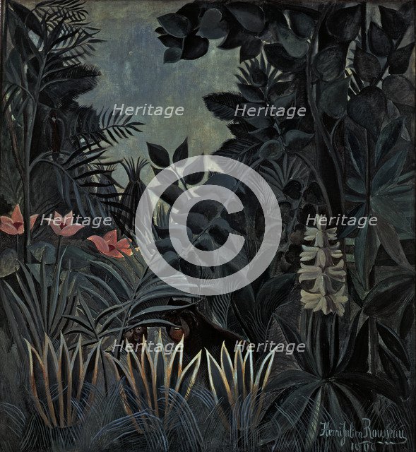  'The equatorial jungle', 1909, by Henri Rousseau.