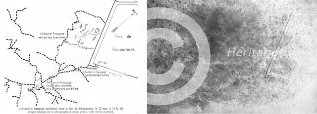 ''L'assaut du 22 mai. Cornes Ouest et Sud-Ouest et abords Ouest du fort de Douaumont', 1916. Creator: Unknown.