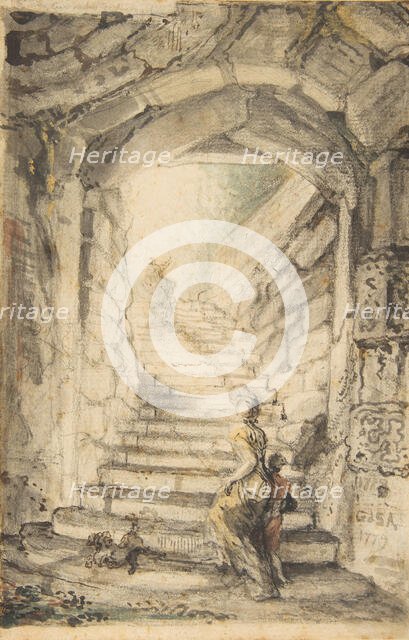 L'Escalier (The Curving Stair), 1778-79. Creator: Gabriel de Saint-Aubin.