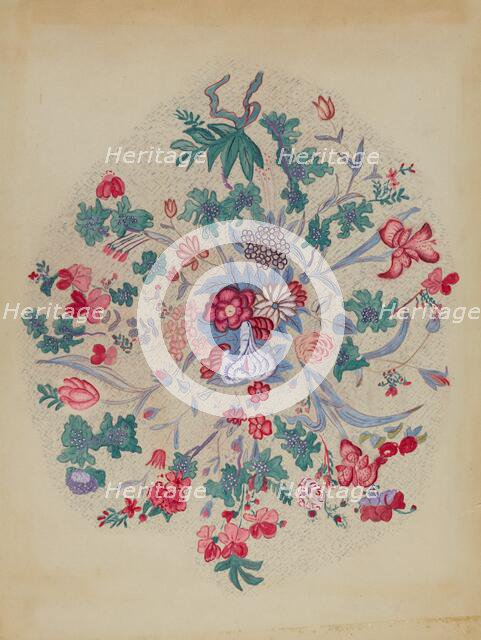 Detail from Appliqued Quilt, 1935/1942. Creator: Unknown.