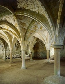 Vaulted roof of the monks' common room, Battle Abbey, East Sussex, c2000s(?). Creator: Unknown.
