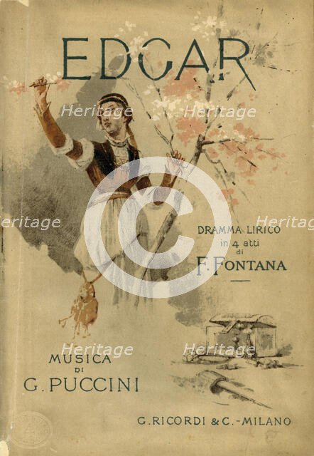 Cover of the libretto for the opera "Edgar" by Giacomo Puccini, 1888. Creator: Zuccarelli, Giovanni (1846-1897).