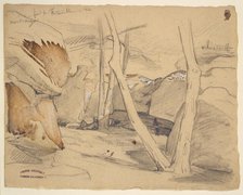 In the forest of Fontainebleau, 1844. Creators: Gustave Courbet, Jean Baptiste Eugene Cesar Reverdy.