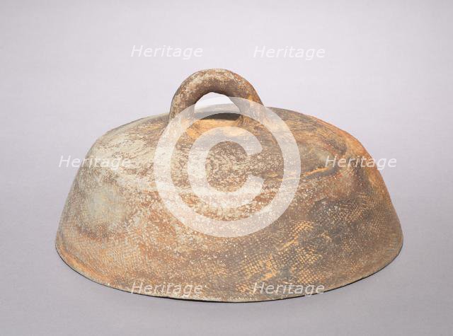 Jar with Loop Handle with Overall Impressed Surface Decoration (lid), 200s-300s. Creator: Unknown.