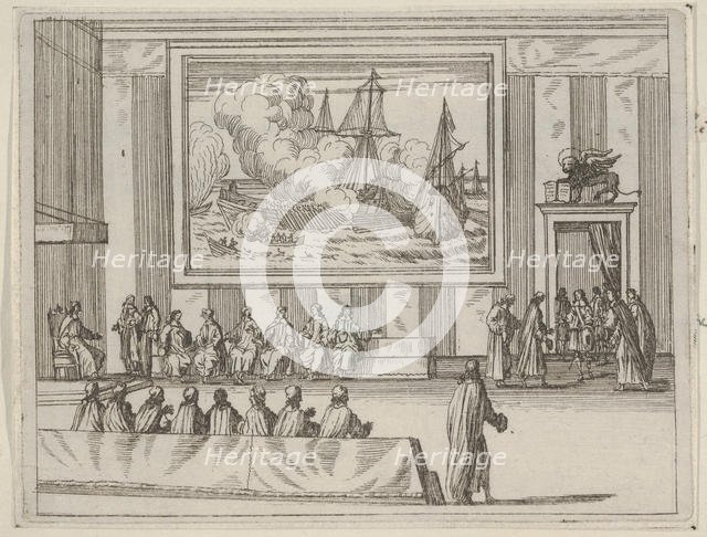 Francesco I d'Este Presents Himself with Warmth and Humility with Representatives of the R..., 1659. Creator: Bartolomeo Fenice.