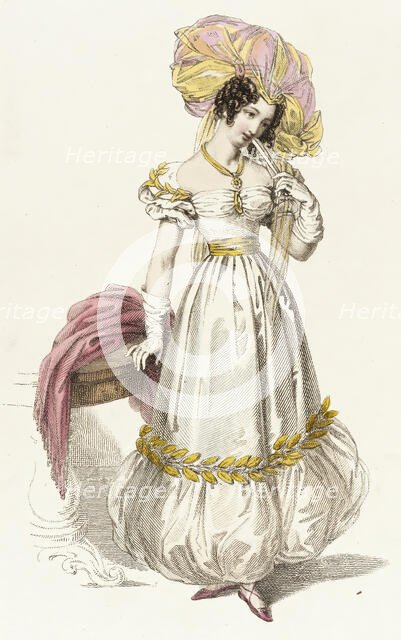 Fashion Plate (Evening Dress), 1829. Creator: Rudolph Ackermann.