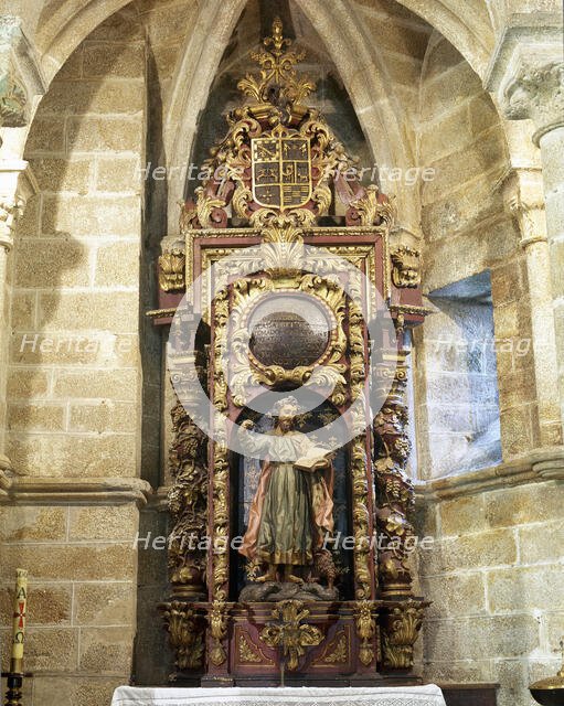 Sculpture dedicated to Saint Mark the Evangelist, Santiago Church, Betanzos, Galicia, Spain, 2000.  Creator: LTL.