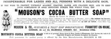 Advertisement for "Mouson’s Cocoa Butter Soap", 1890.  Creator: Unknown.