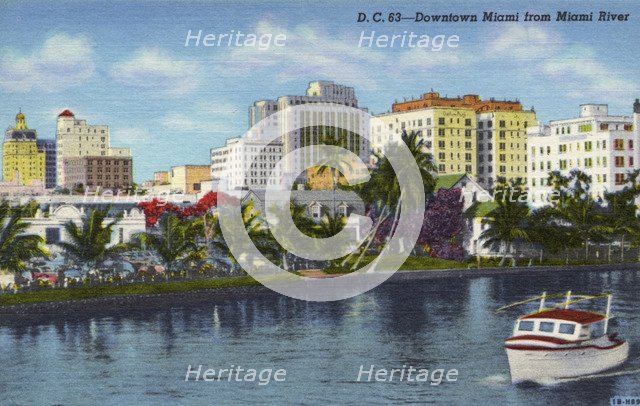 Downtown Miami from the Miami River, Florida, USA, 1941. Artist: Unknown