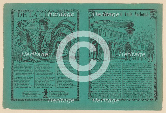 Front and back covers of a phamplet relating to a story 'The thieves and the National ..., ca. 1900. Creator: José Guadalupe Posada.
