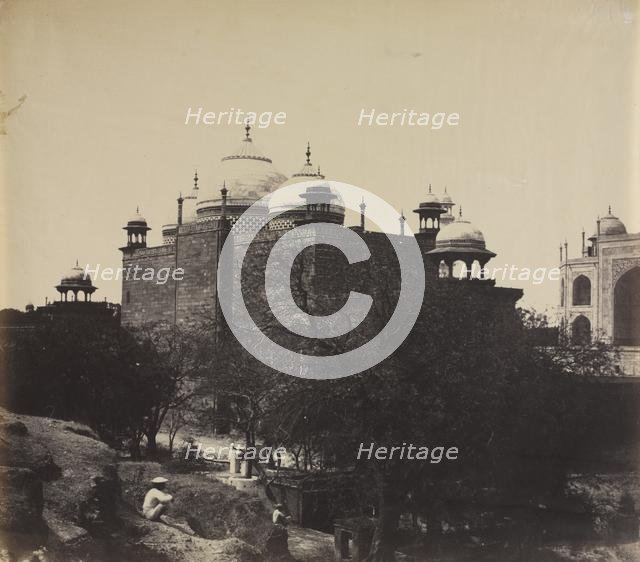Taj Mahal, Back View of the Rest-House, with Figure, c. 1858-1862. Creator: John Murray (British, 1809-1898).