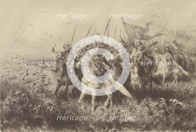 Bohdan Khmelnytsky and Tuhay Bey. Illustration for Book With Fire and Sword by Henryk Sienkiewicz, 1