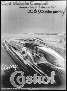 Malcolm Campbell breaks world land speed record, 19 February 1928. Artist: Unknown