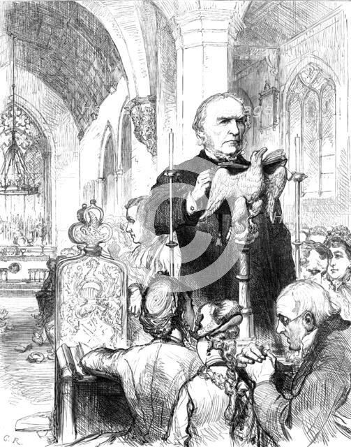 Gladstone Supplement: Mr. Gladstone reading the lessons at Hawarden Church, 1880. Creator: Unknown.