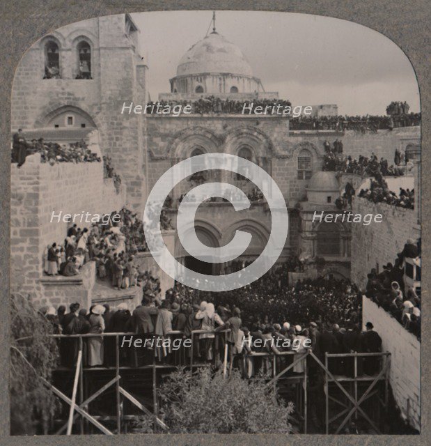 'Crowds filling every niche of the Holy Sepulchure Church', c1900. Artist: Unknown.