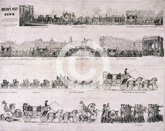 Queen Victoria's procession through the City of London, c1844. Artist: Anon