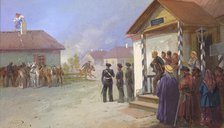 Military Settlement Service of the Siberian Cossacks Welcoming the Authorities, 19th century. Creator: Nikolay Nikolaevich Karazin.