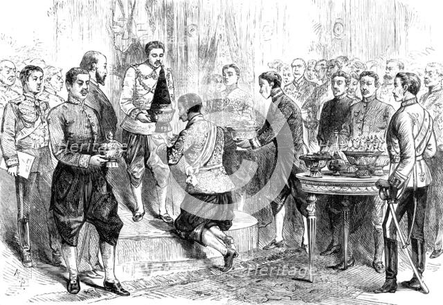 Investing...Prince Prisdang with the Royal Order of Chula Chom Klao...Siamese Embassy, London, 1883. Creator: Unknown.