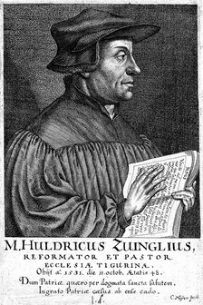 Ulrich Zwingli, Swiss Reformation divine, c1530 (1650). Artist: Conrad Meyer