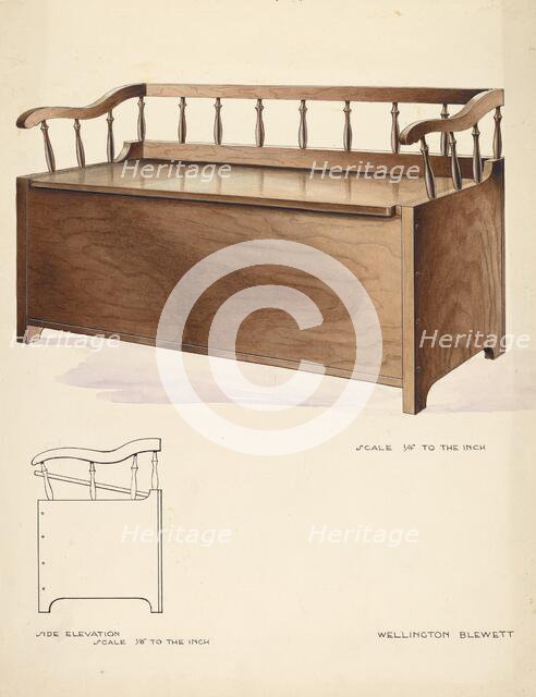 Bishop Hill: Settee and Chest, c. 1936. Creator: Wellington Blewett.