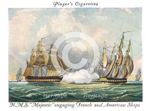 H.M.S "Majestic" engaging French and American Ships, 1936.  Creator: Unknown.