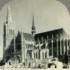 'The New Cathedral of St. Martins and the Cloth Hall Ruins, Ypres, Belgium', c1930s. Creator: Unknown.