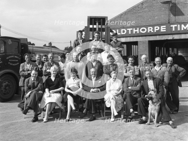 Timber yard workforce, Bolton upon Dearne, South Yorkshire, 1960. Artist: Michael Walters