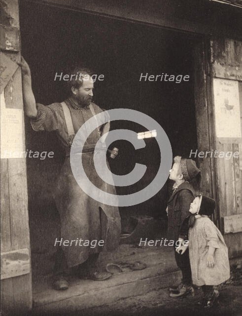 A "crack" with the blacksmith, c1900. Creator: Frances S. Allen.