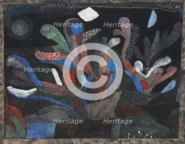 Picture of a garden in dark colours (Dunkelbuntes Gartenbild), 1923. Artist: Klee, Paul (1879-1940)