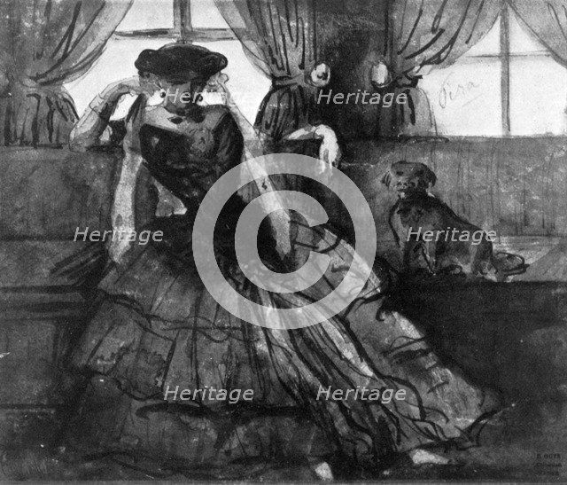 'A Lady with her Dog', 19th century, (1930).Artist: Constantin Guys