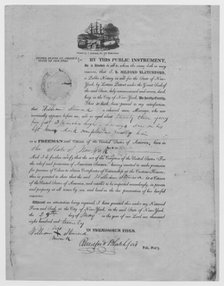 Manumission certificate for William Steward, mariner granted citizenship, 1820-05-29. Creator: Unknown.