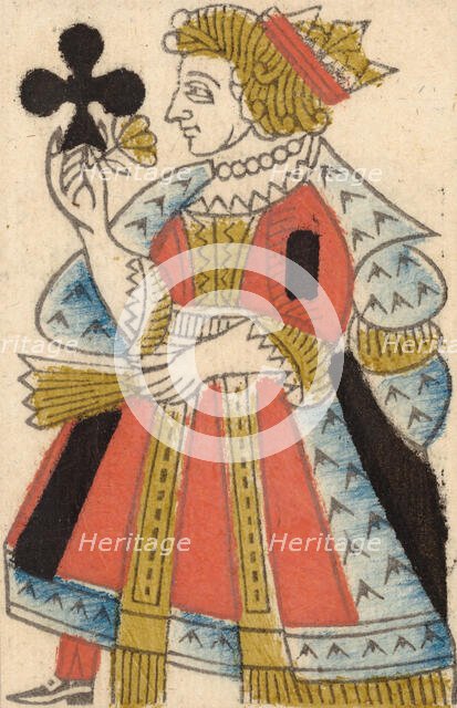Queen of Clubs, from a Set of Piquet Cards, late 18th-19th century. Creator: Claude Fayolle.