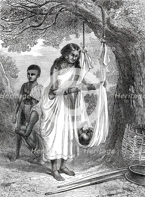 A natural cradle, Tuticorin, Southern India, from a sketch by one of our special artists,  1876. Creator: Unknown.