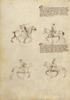 Equestrian Combat with Sword; Fior di Battaglia, about 1410. Creator: Fiore Furlan dei Liberi da Premariacco.