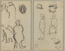 Figure Studies; Studies of Soldiers [verso], 1884-1888. Creator: Paul Gauguin.