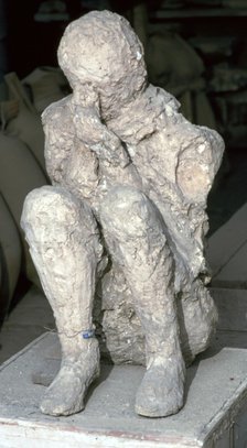 Cast of a victim of the eruption of Vesuvius, 1st century. Artist: Unknown