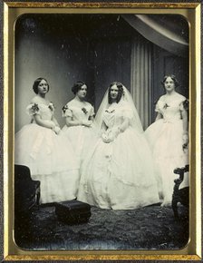 A Bride and Her Bridesmaids, 1851 or later. Creator: Josiah Johnson Hawes (American, 1808-1901); Albert Sands Southworth (American, 1811-1894).