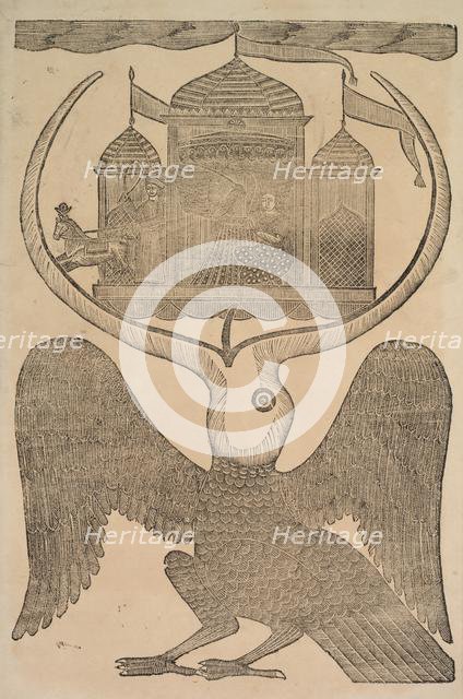 Jatayu (Ramaa Mythical Bird) Hinders Ravana's Chariot, Trying to Prevent Abduction of Sita, 1800s. Creator: Shri Gobinda Chandra Roy.