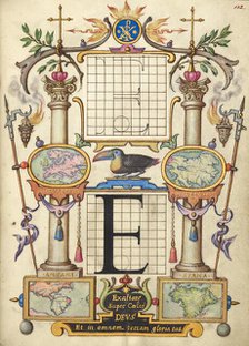 Guide for Constructing the Letter E; Mira calligraphiae monumenta, about 1591-1596. Creator: Joris Hoefnagel.