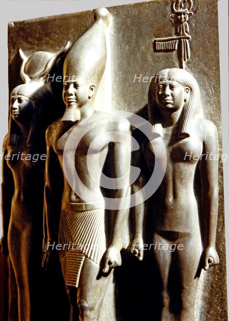 Menkaure Triad', Pharaoh Menkaure, builder of the third pyramid of Giza, detail.