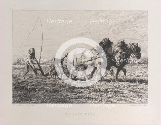 Plowing, 1864. Creator: Charles Emile Jacque.