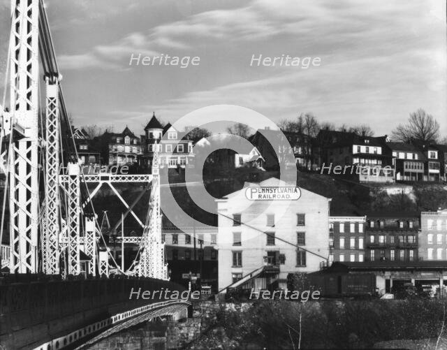 Bridge and houses in Phillipsburg, New Jersey; seen from Easton, Pennsylvania, 1935. Creator: Walker Evans.