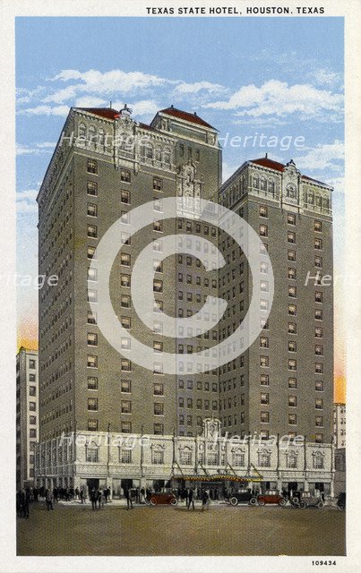 Texas State Hotel, Houston, Texas, USA, c1929. Artist: Unknown