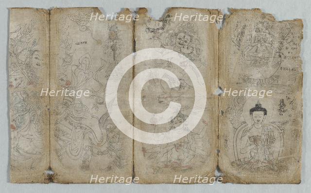 Iconographic Drawing: Vaishravana, Yama, Vsnisavijaya, Tara…(recto)...Enlightened Beings (verso), c1 Creator: Unknown.