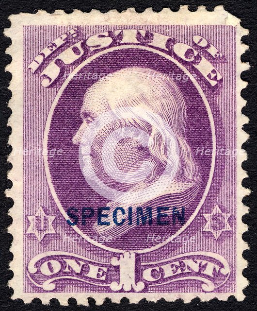 1c Franklin Justice Department special printing single, 1875. Creator: Unknown.